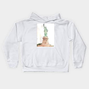 Statue of Liberty Watercolor Kids Hoodie